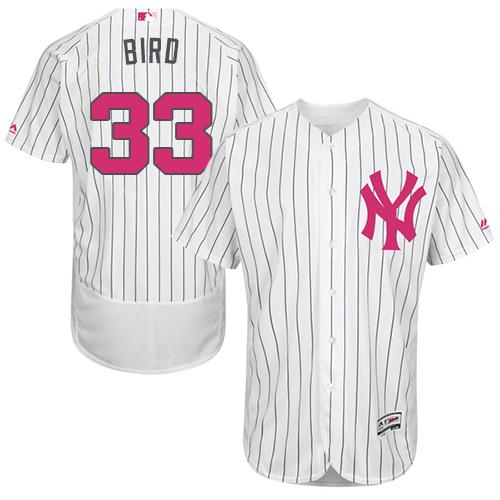 Yankees #33 Greg Bird White Strip Flexbase Authentic Collection Mother's Day Stitched MLB Jersey